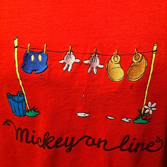 Vintage 90s Mickey Mouse Embroidered T-Shirt - Picture 2 of 3